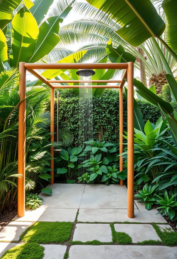 tropical outdoor shower retreat
