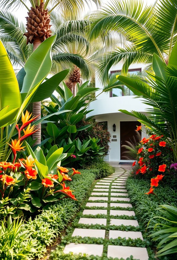 tropical vibrant garden retreat