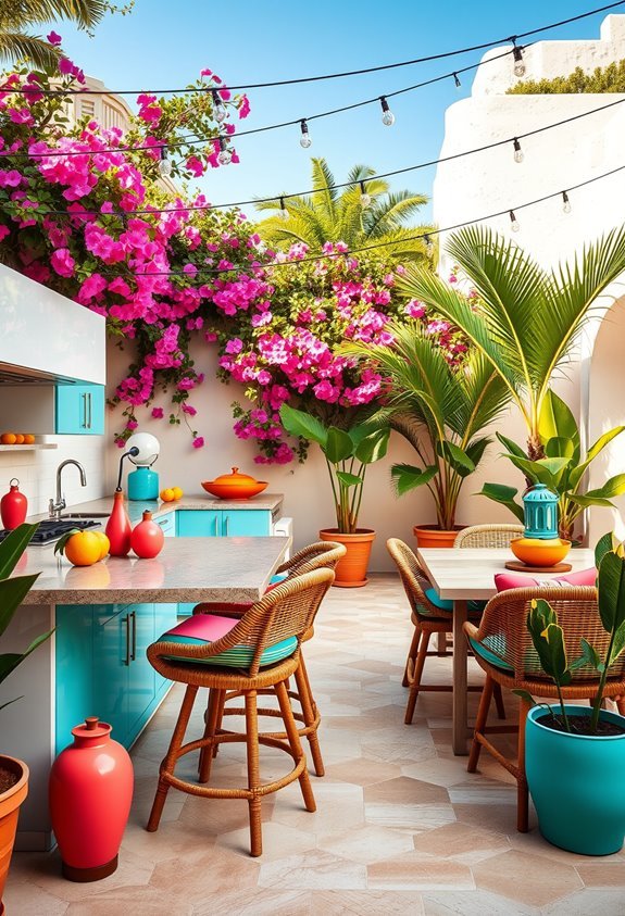 tropical vibrant outdoor entertaining