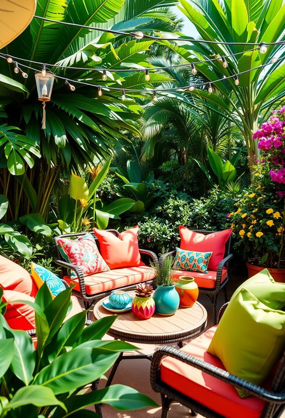 tropical vibrant patio decor