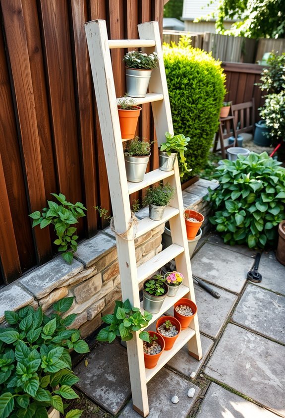 vertical planter wooden ladder