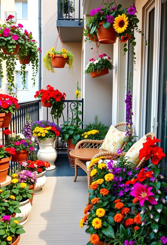 vibrant floral balcony garden