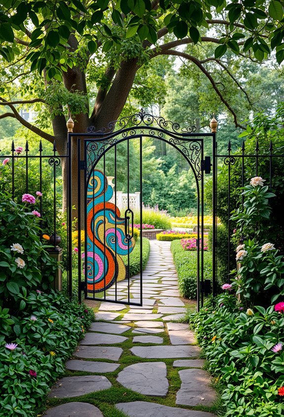 vibrant mosaic garden entrance