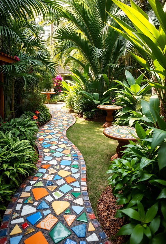 vibrant mosaic tile accents