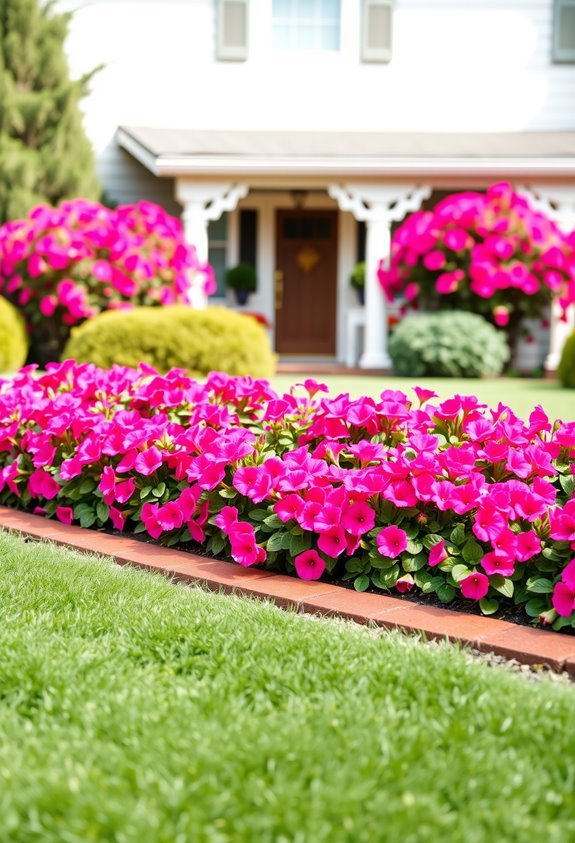 vibrant pink petunia garden