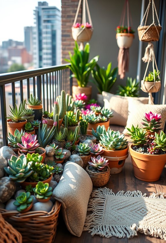 vibrant succulent balcony display