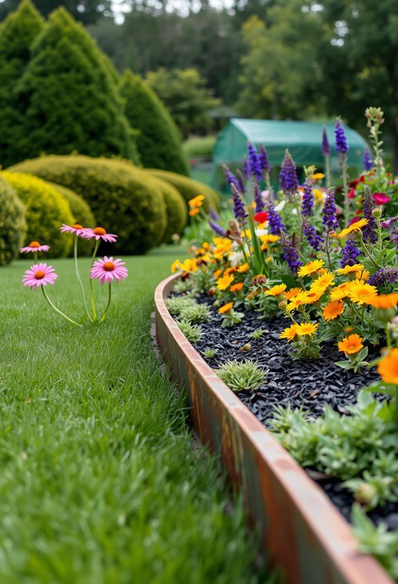 weathered steel garden borders
