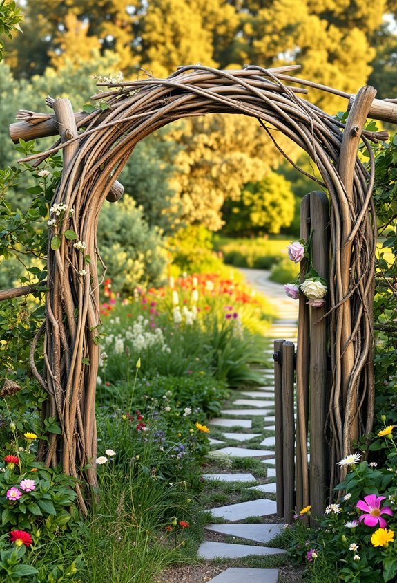 whimsical rustic garden entrance
