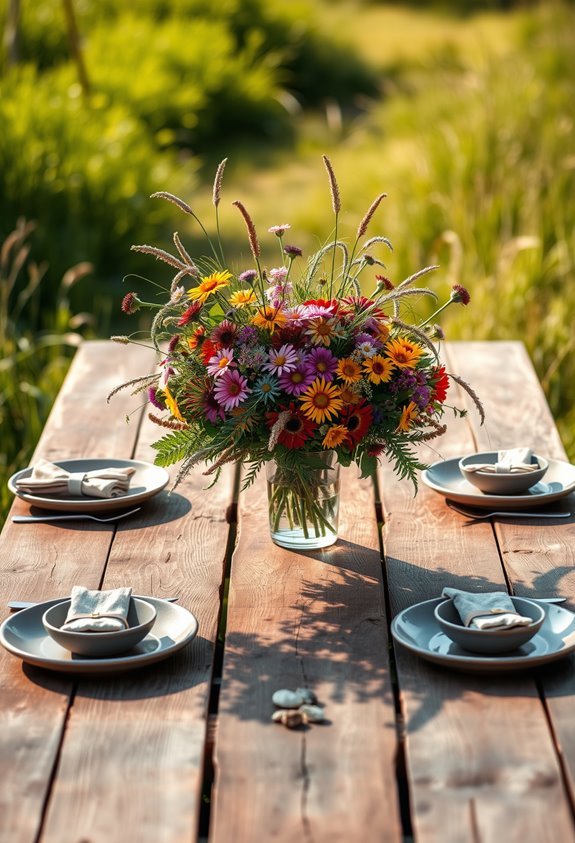 wildflower themed rustic dining